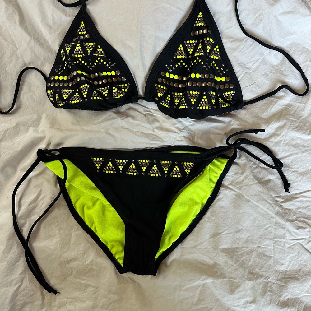 Target Black and Neon Yellow Bikini